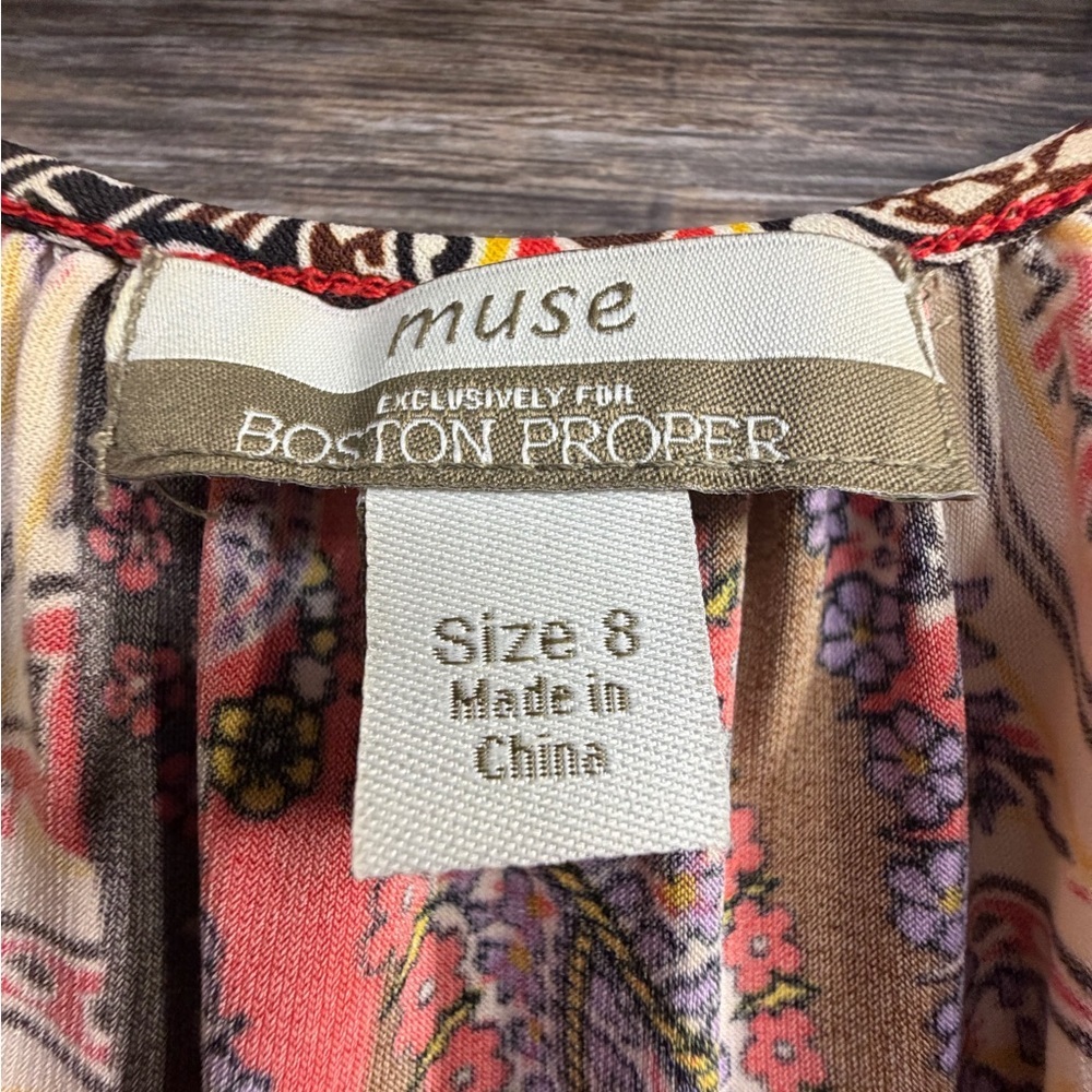 Boston Proper Multicolor Paisley Long Sleeve Dress - Picture 7 of 8